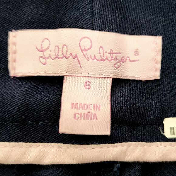 Lilly Pulitzer Jet Set Trouser Chino Pant Flare Cuffed Leg Navy Womens Size 6 - Picture 4 of 6